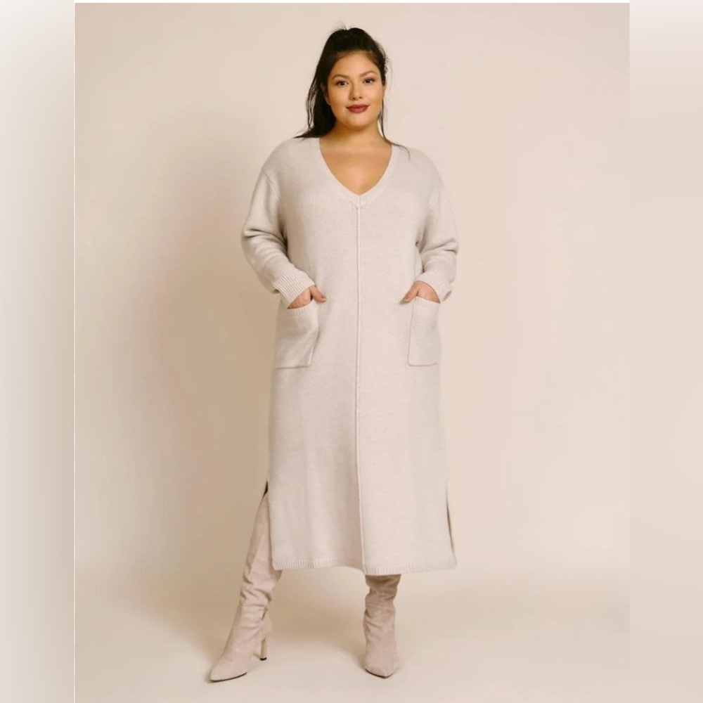 11 Honore Cream Long Sleeve Knit Dress Plus Size OX